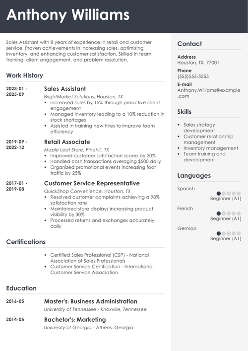 A comparison between a simple resume and an attractive, well-organized resume created with the Zety resume builder, showcasing the Cubic resume template with a slim, full-color header section and a two-column layout that highlights the candidate's contact information and proficiencies on the right-hand side of the page.