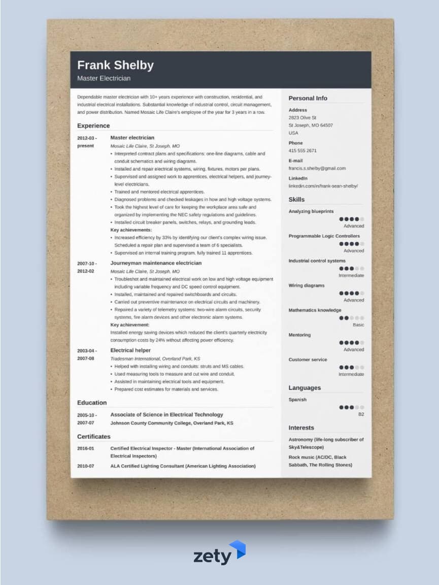 reverse-chronological resume example