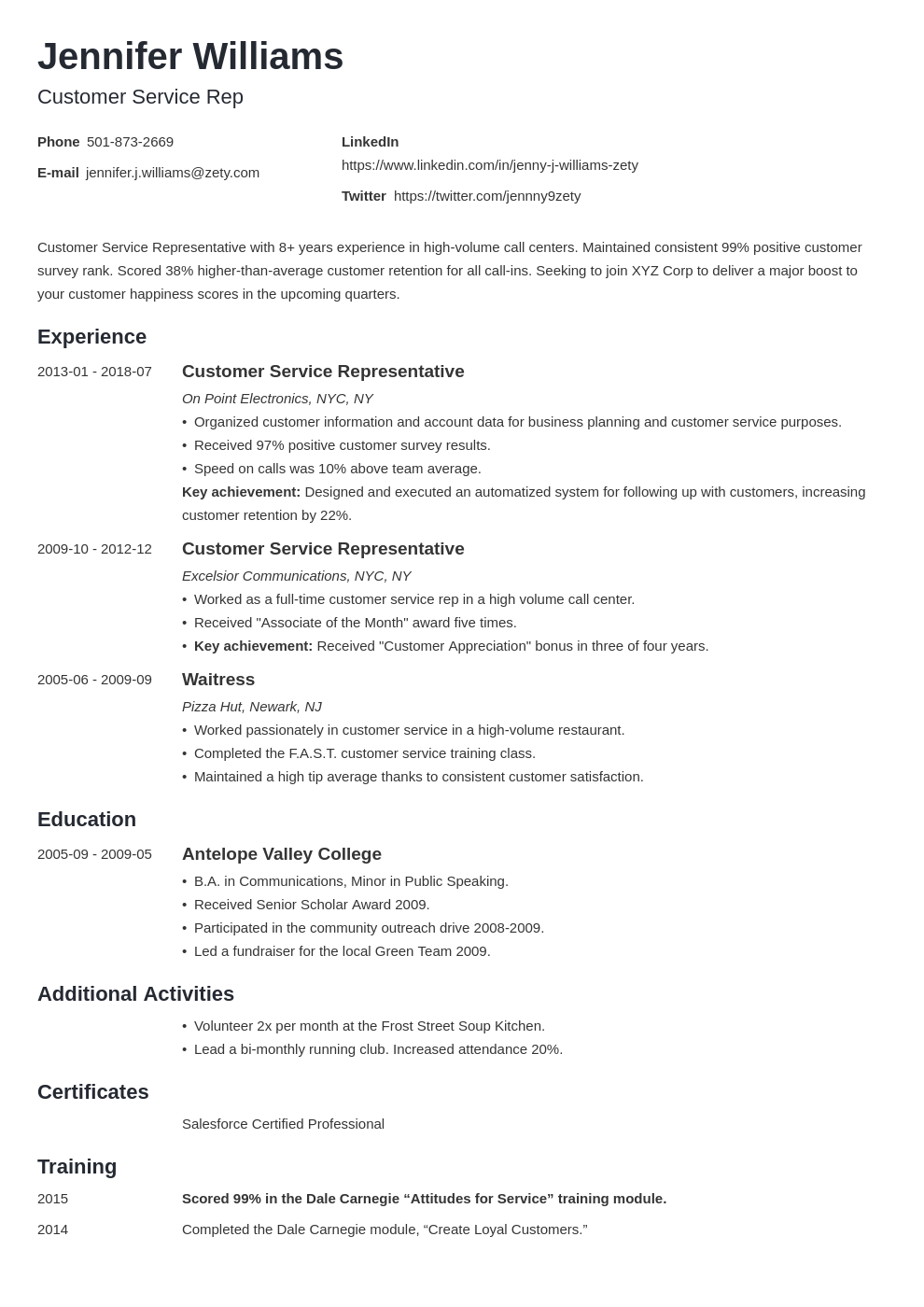 i need help with a resume