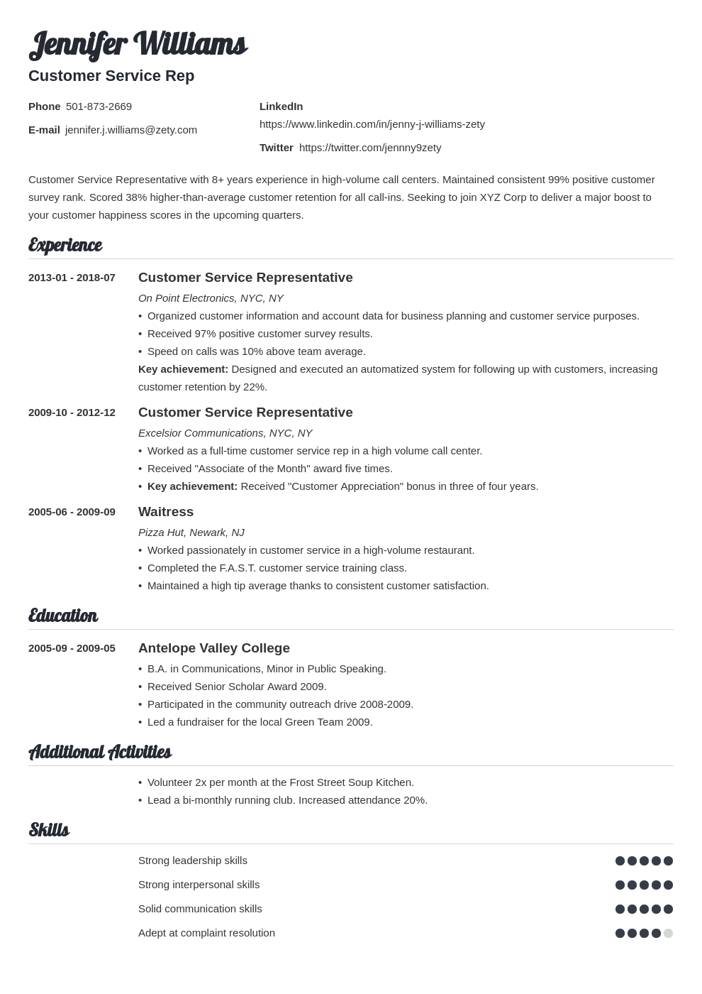 what should i put on my resume for experience