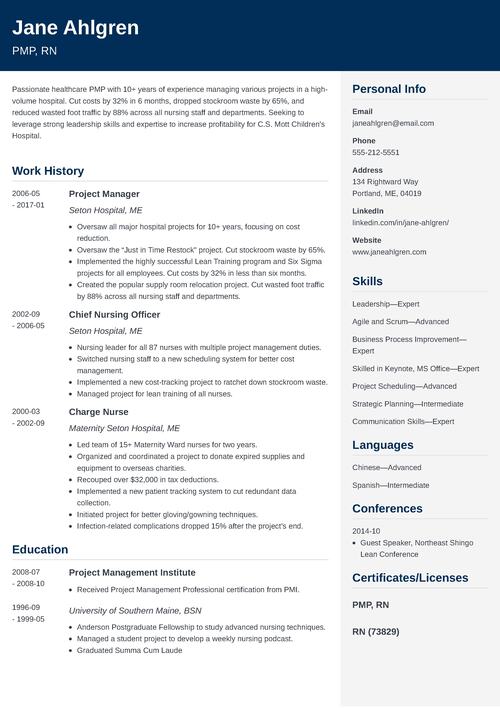 A comparison between a simple resume and an attractive, well-organized resume created with the Zety resume builder, showcasing the Cubic resume template with a slim, full-color header section and a two-column layout that highlights the candidate's contact information and proficiencies on the right-hand side of the page.