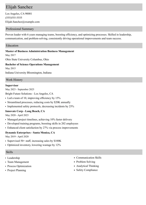 sample resume example