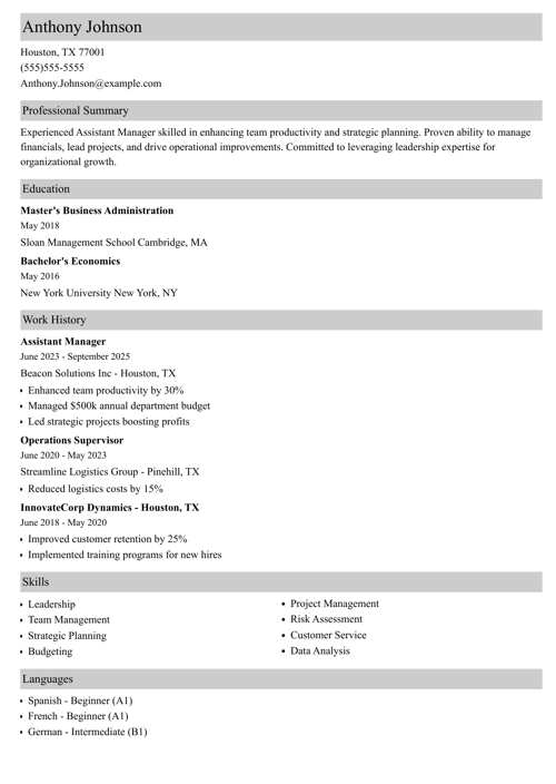 sample resume example