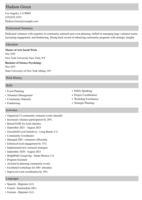 sample resume example
