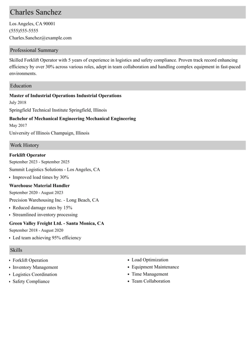 sample resume example
