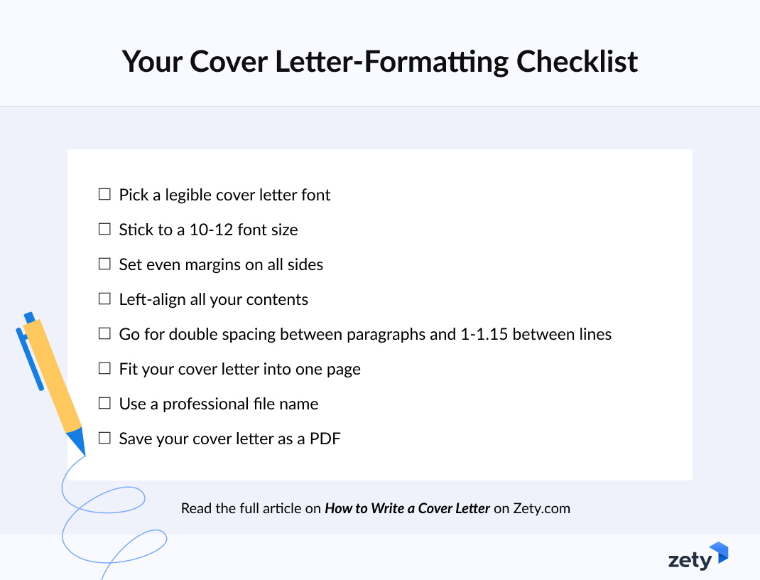 Infographic with a cover letter-formatting checklist