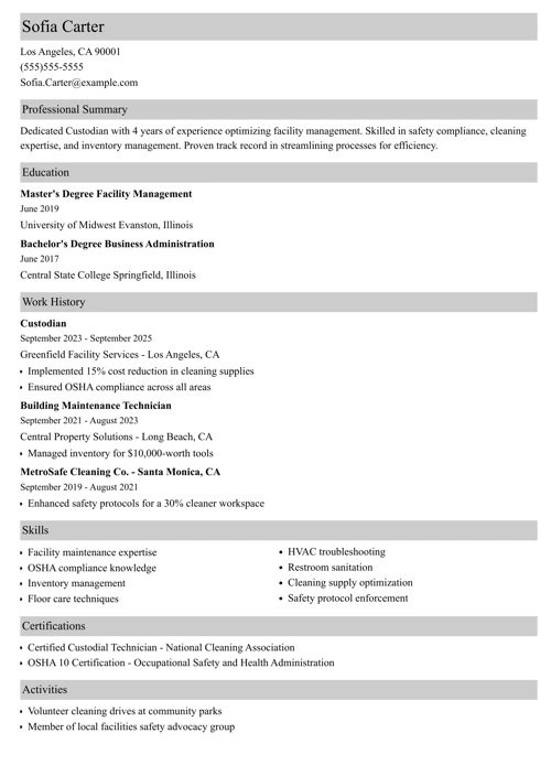 sample resume example