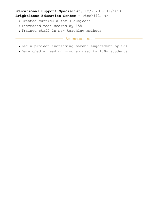 Corporate Teacher Assistant Resume Template: Yellow color-2