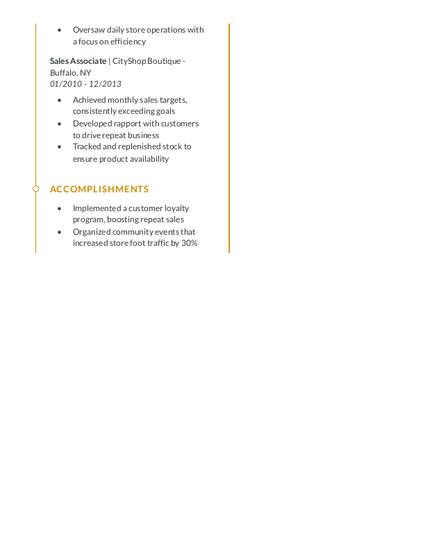 Modern Assistant Store Manager Resume Template: Yellow color-2