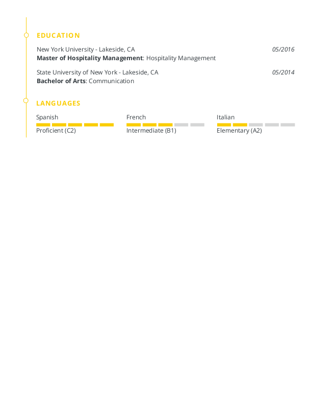 Modern Host Resume Template: Yellow color-2