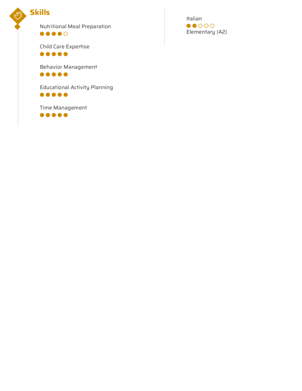 Modern Private Nanny Resume Template: Yellow color-2