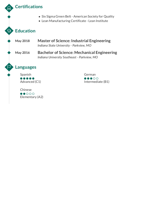 Modern Production Worker Resume Template: Green color-2