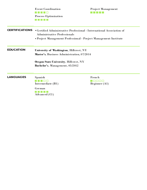 Professional Assistant Resume Template: Green color-2