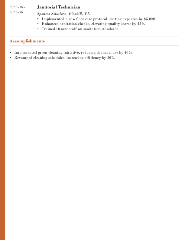 Professional Cleaner Resume Template: Orange color-2