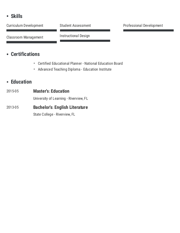 Simple Educator Resume Template: Gray color-2