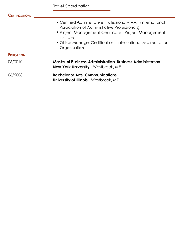 Simple Office Assistant Resume Template: Red color-2