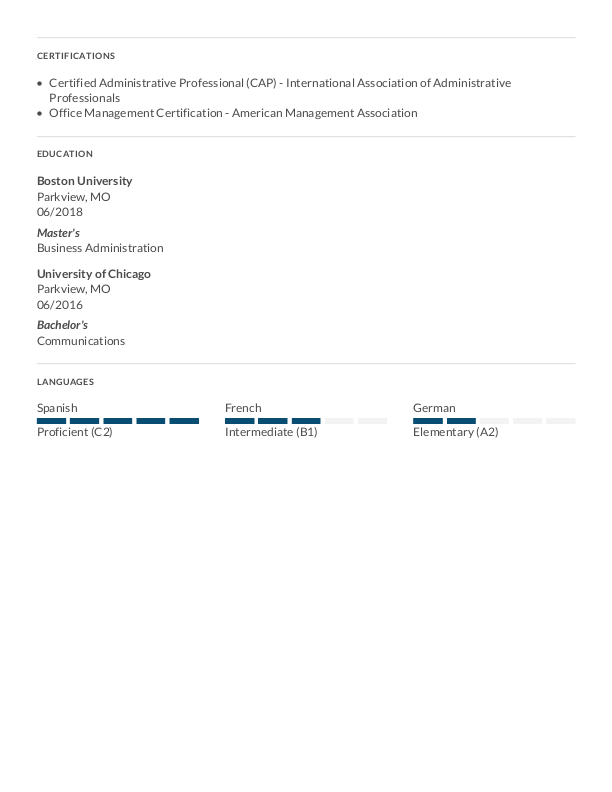 Simple Secretary Resume Template: Blue color-2