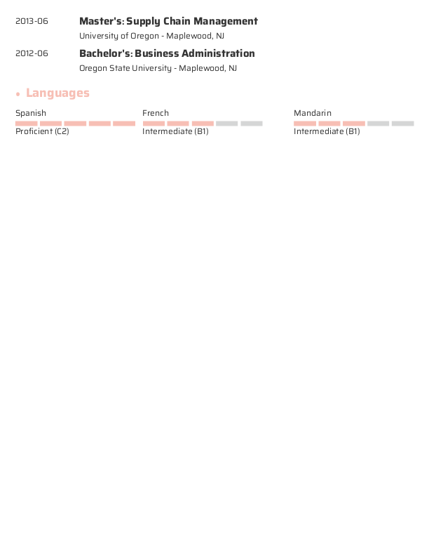 Simple Warehouse Manager Resume Template: Pink color-2