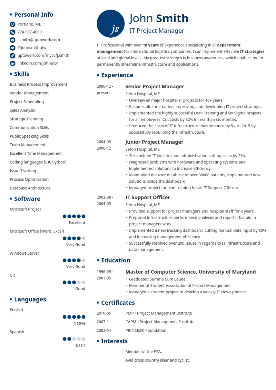 Free professional simple resume templates to customize