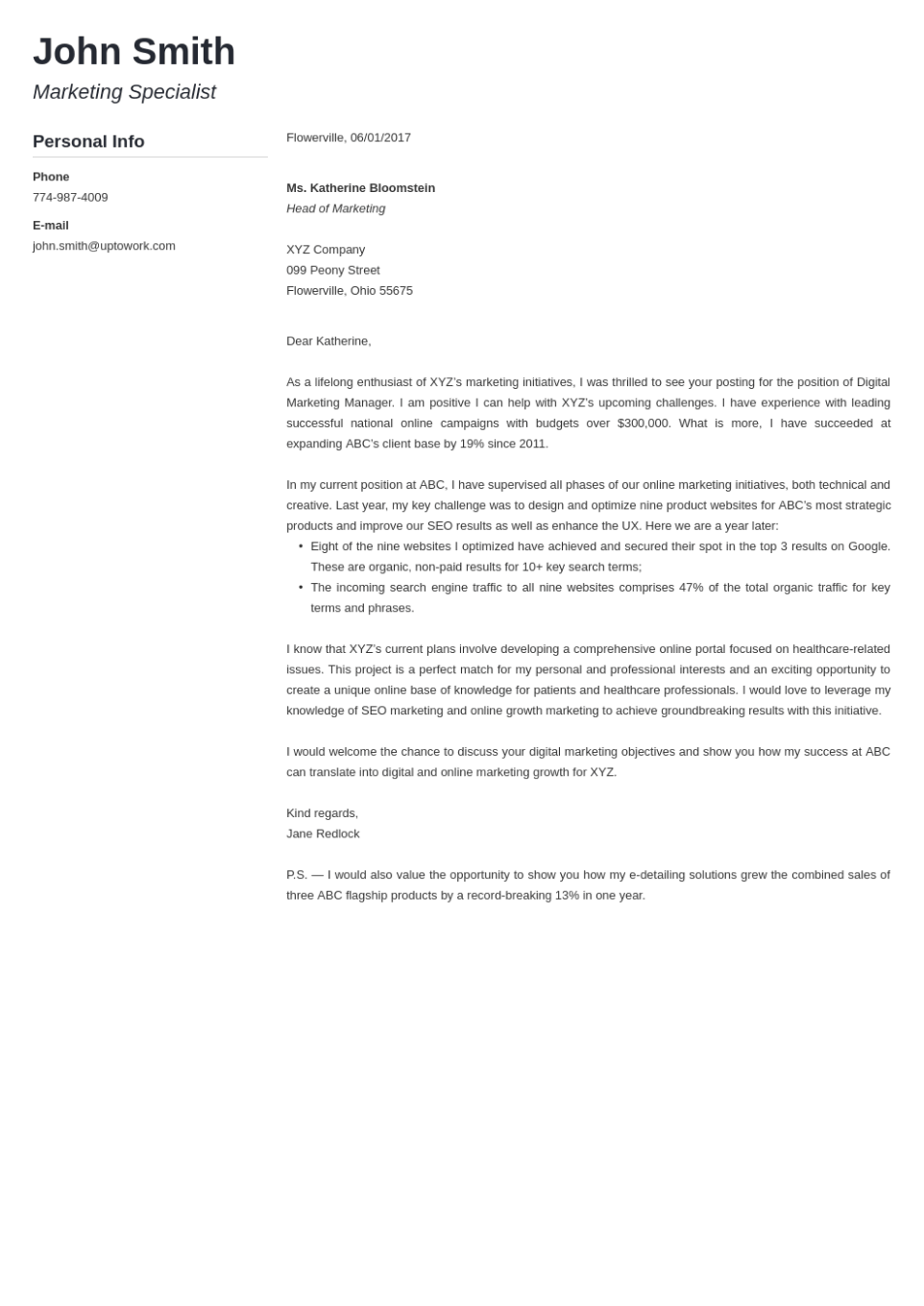 cover letter template assignment