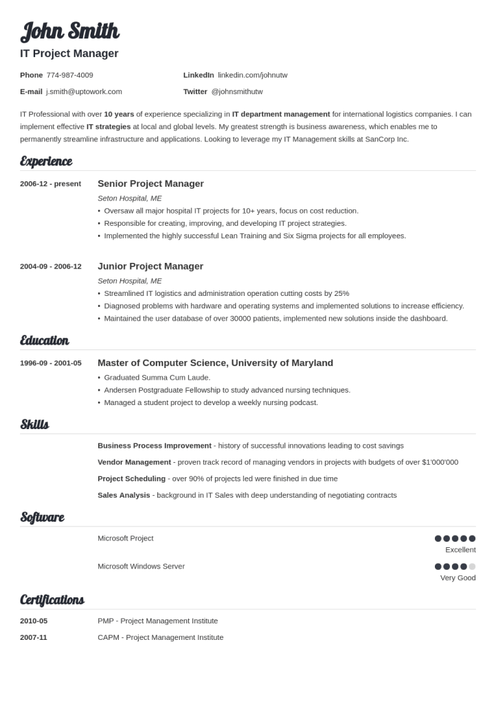 Resume Templates To Try For Free And Download For 22