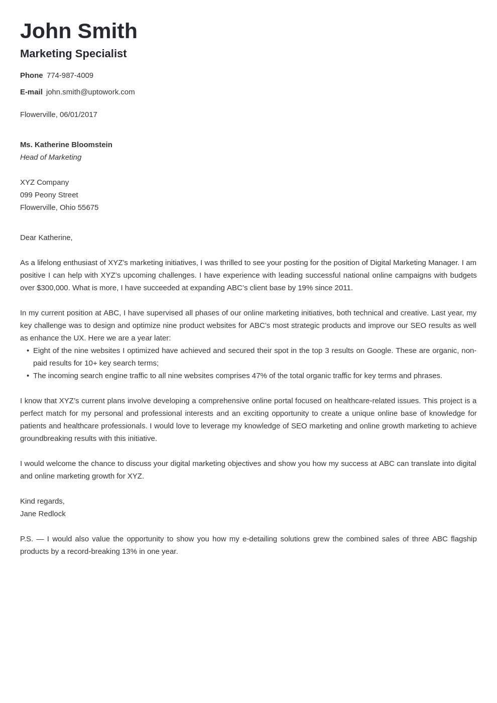 professional cover letter template